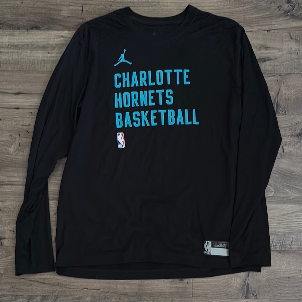 Black Charlotte Hornets Basketball Long Sleeve Shirt